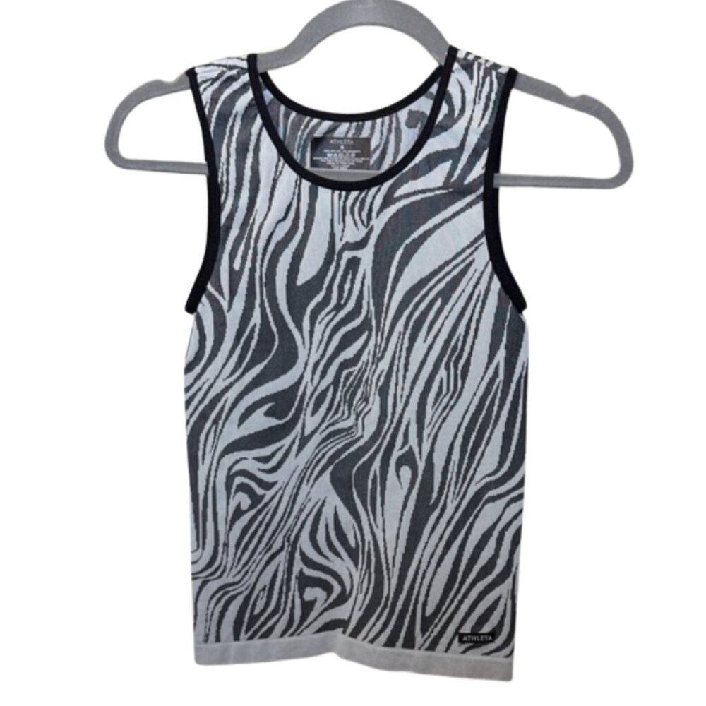 Athleta Stretch Nylon Spandex Zebra Sleeveless Top S